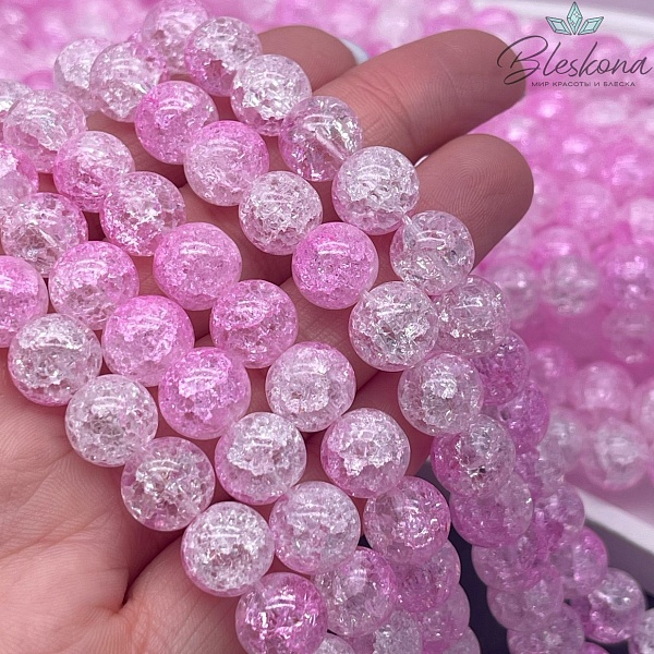 Кварц снежный фуксия №1 (имитация) 10 мм