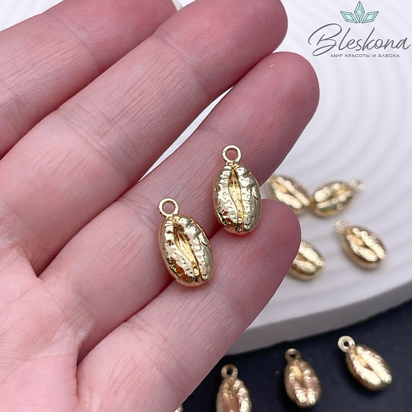 7,7*15 мм Цвет золото, Подвеска кофейное зерно 