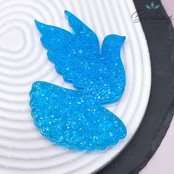 85*52 мм, Подвеска Голубь голубой левое крыло