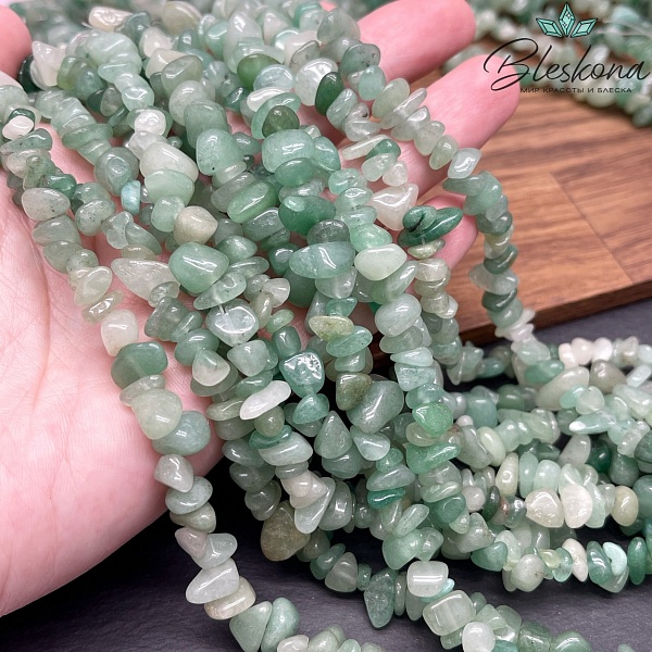 Крошка Авантюрин зеленый ширина бусин ~ 7-9мм