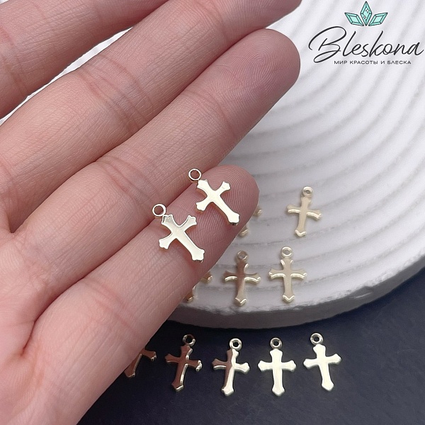 12,5*7,8 мм Цвет золото, Подвеска Крест гладкий 