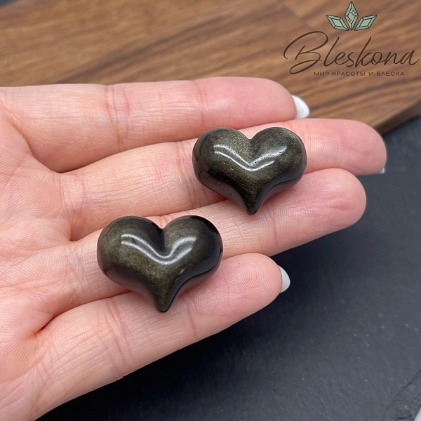 Бусина Сердце Обсидиан золотистый 18,5*26 мм