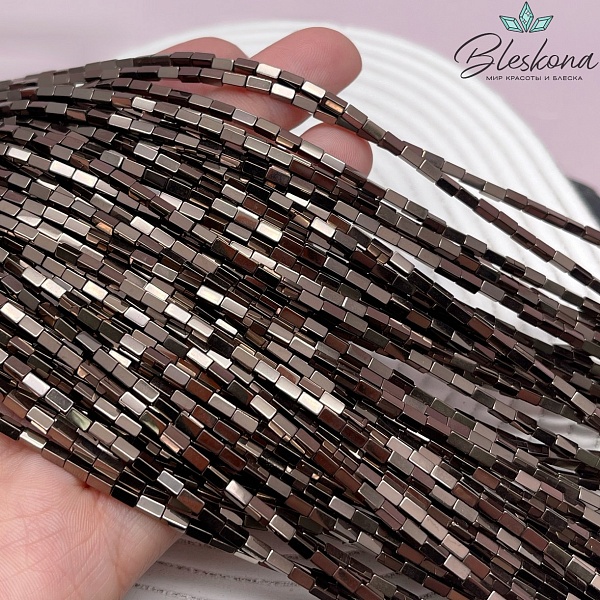 4*2 мм Гематин имитация, коричневый №1 (шоколадный), прямоугольник 