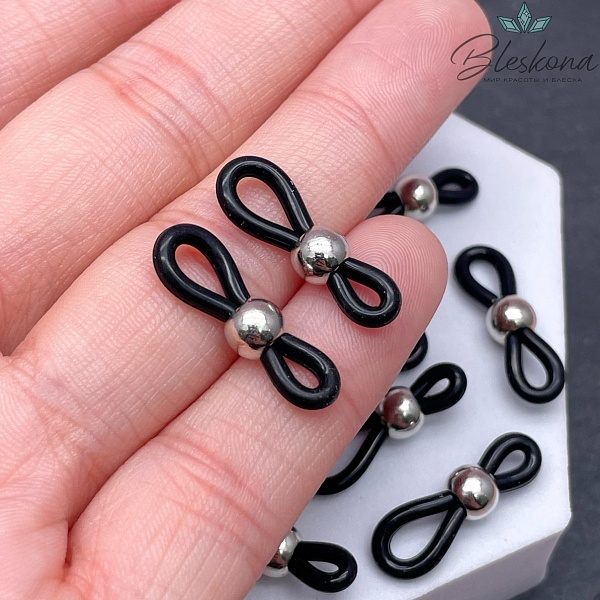 Держатель черный силикон с шариком, цвет серебро 19мм уп.10шт