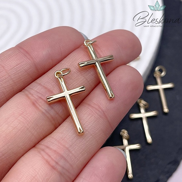 22,5*13 мм Цвет золото, Подвеска крест гладкий