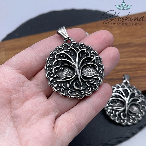 45*40,5 мм Цвет серебро, Подвеска Дерево жизни сталь