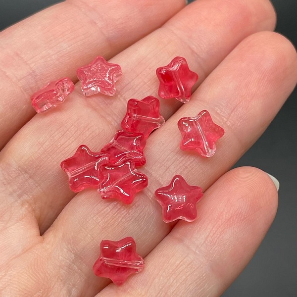 8 мм, Стекло звезда вишневая уп.10 шт 