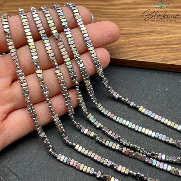 2*4 мм Гематин плоский прямоугольник, хамелеон №2, имитация