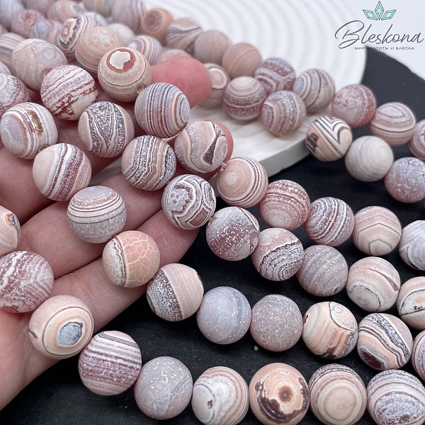 Агат с узором №36 матовый 13,5 мм