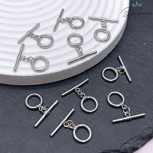 10 мм Цвет серебро, Замок Тогл Круг Люкс