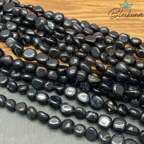 Агат черный с прожилками галтовка (8-10)*(7-8) мм