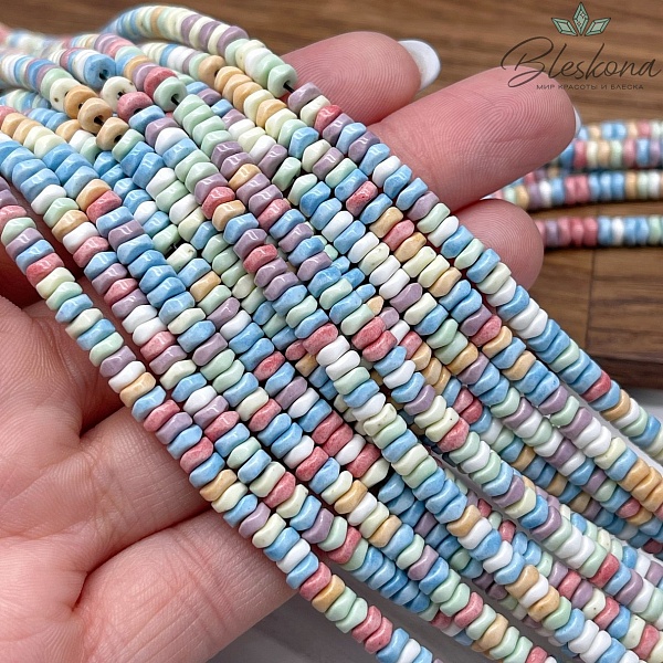 Радужный Агат диски волна микс 2*4 мм (имитация)