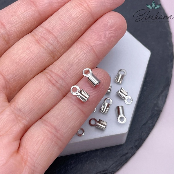 9*3,5 мм Цвет серебро, Зажим-Концевик для шнура гладкий 