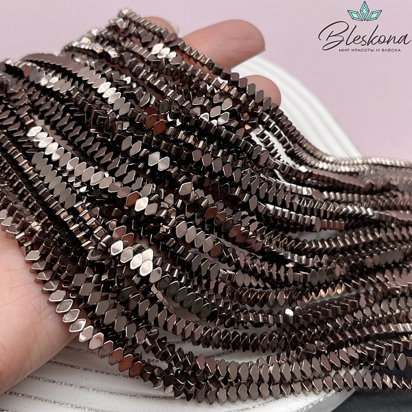 4*3 мм Гематин ромб плоский, цвет коричневый №1 (шоколадный)