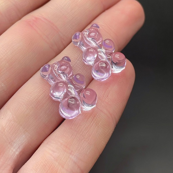 12*18 мм , Бусина Мишка фиолетовый прозрачный №1
