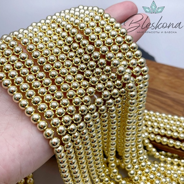 6 мм Гематин имитация, цвет светлое  золото