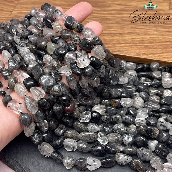 Кварц Рутиловый Турмалиновый галтовка (9-11)*(7-8) мм