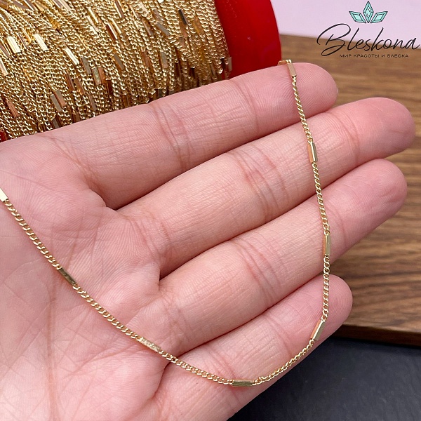 Цепь №155-1 цвет золото, палочка 1,5*1,2 мм