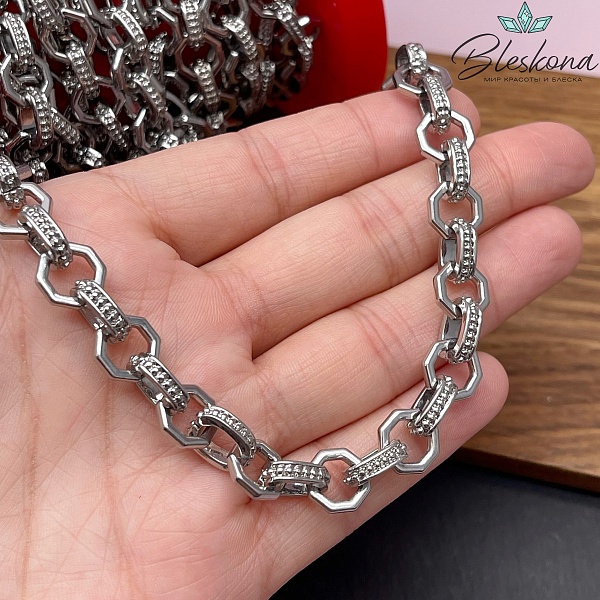 Цепь №48 цвет серебро 11*8 мм/10 мм