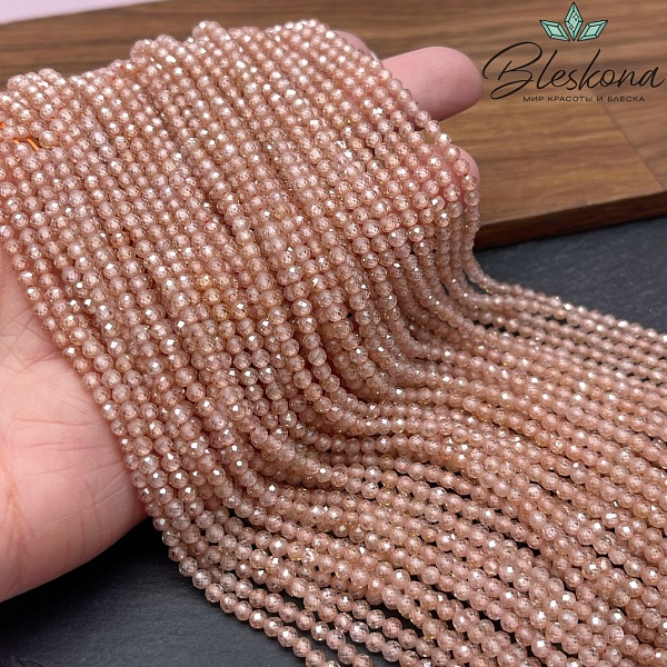 Циркон огранка персиковый 3 мм (кубический цирконий, фианит) 