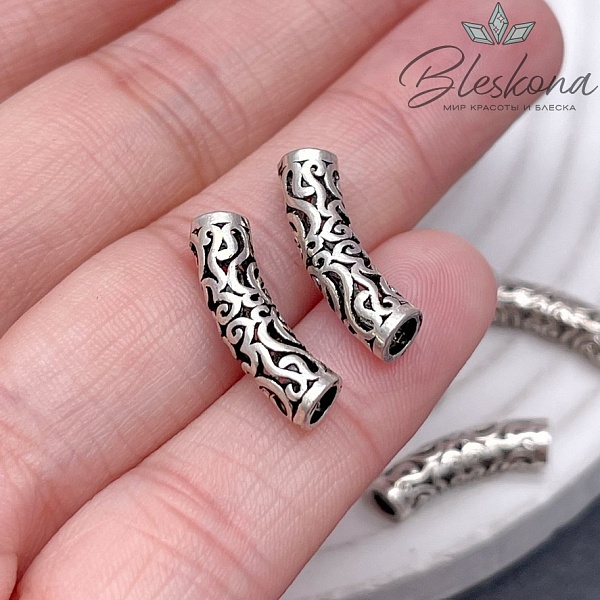 18,1*4,8 мм Бусина мельхиор Тубочка узор №2