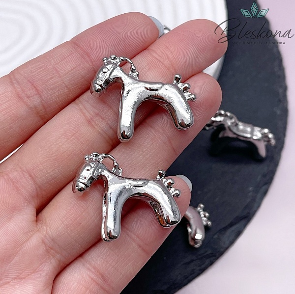 25*30 мм Цвет серебро, Подвеска Дымковская Лошадка 