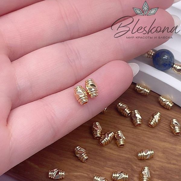6,5*4 мм Цвет золото, Бусина цилиндр насечки