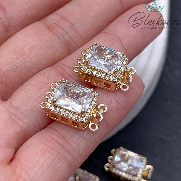 18*11мм Цвет золото, Замок защелка большой циркон