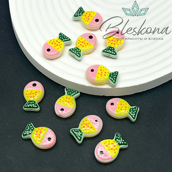 20*12 мм  Бусина рыбка ярко- желтая