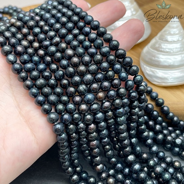 Жемчуг шар черный хамелеон 6,5 мм 