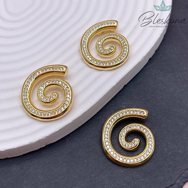 27*25 мм Цвет золото, Подвеска Спираль цирконы 