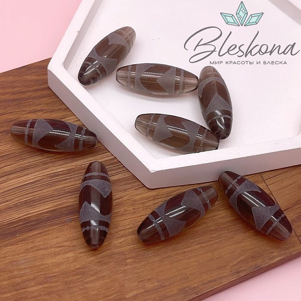 Бусина Дзи Тигриный клык 30*11 мм