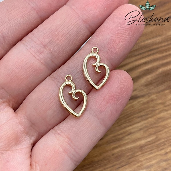 16*10 мм Цвет золото, Подвеска сердце контур Этно