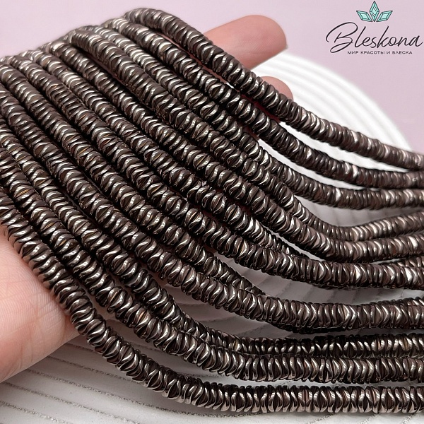 6 мм Гематин имитация, цвет коричневый №1 (шоколадный), диски волна