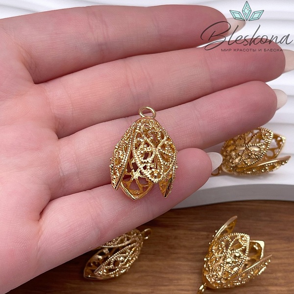 25,5*17 мм Цвет золото, Концевик с узором