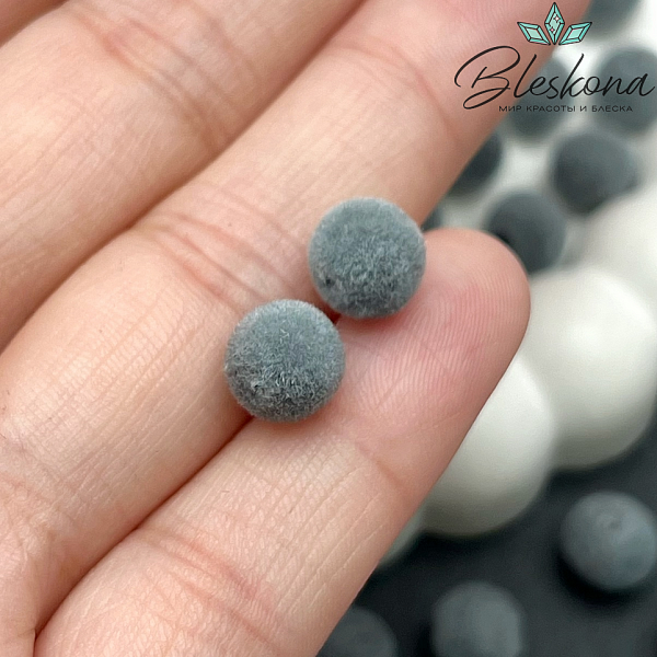 8мм Бархатная бусина, Цвет серый