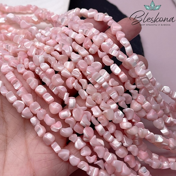 Перламутр розовый галтовка (5-7)*(3-6) мм