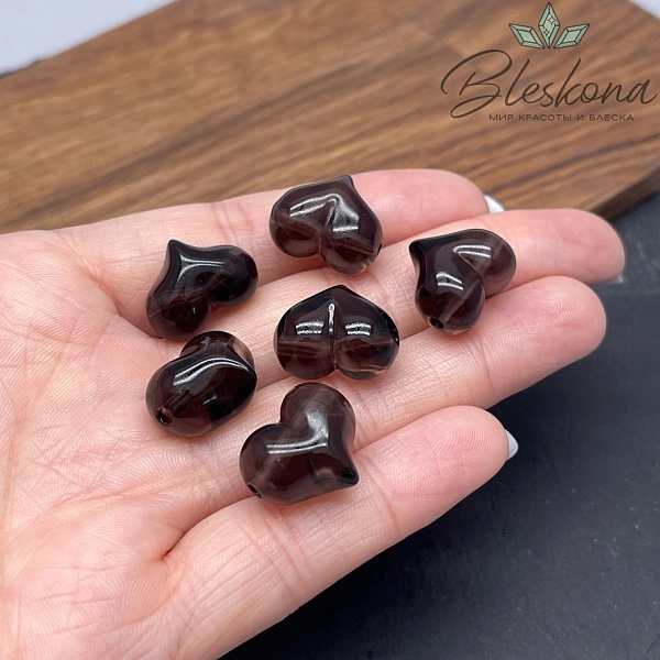 Бусина Сердце Раухтопаз 14,5*17,5 мм