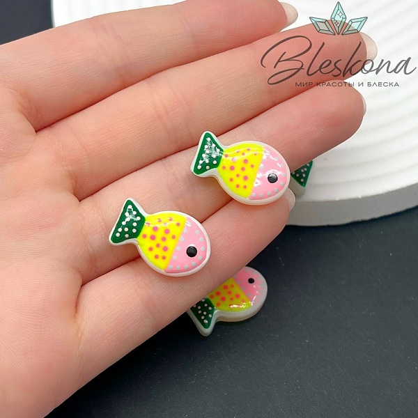 20*12 мм  Бусина рыбка ярко- желтая