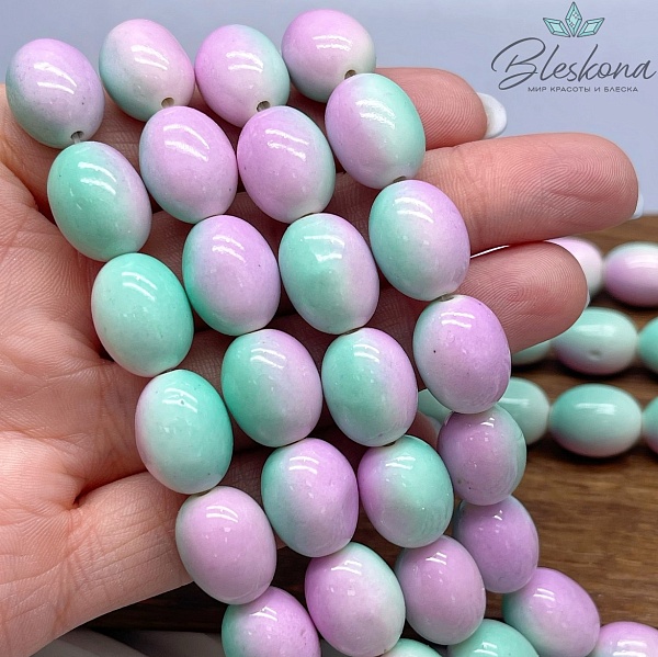 15*11 мм Магнезит (Говлит) имитация бочата зелено-розовые (тонированные)