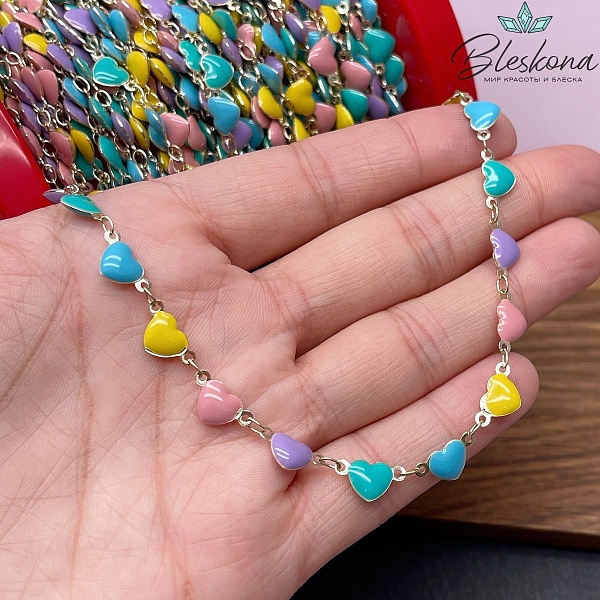 Цепь №167-1 цвет золото, сердце 12,5*6,4 мм