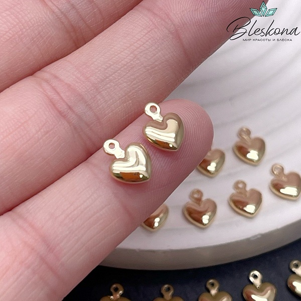 9*6,5 мм Цвет золото, Подвеска Сердце объемное мини Люкс