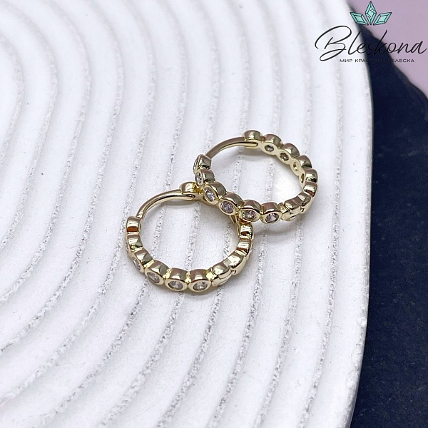 17,5мм Цвет золото, Швензы бублик Циркон Конго Люкс