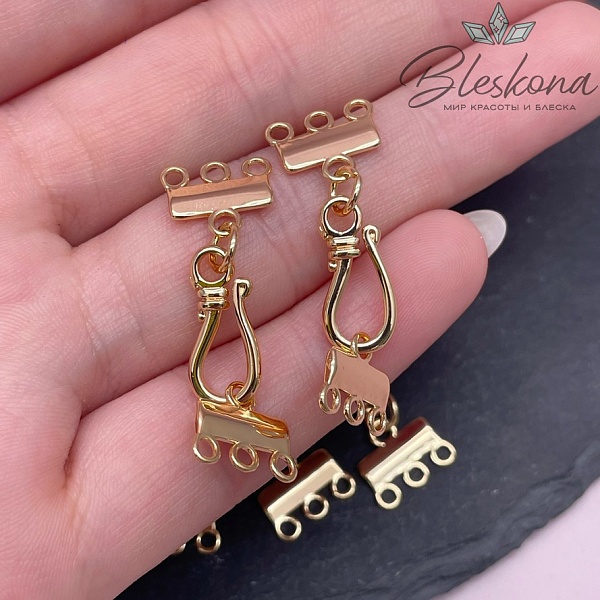 16 мм Цвет золото, Замок крючок на 3 ряда