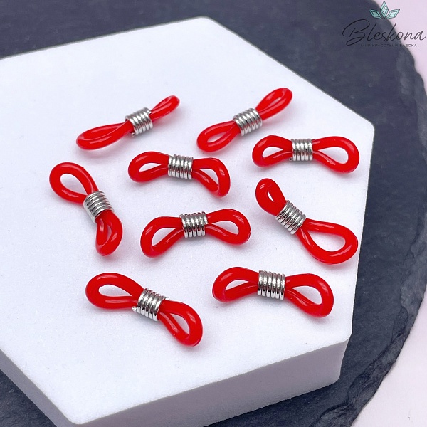 Держатель силиконовый красный,Цвет серебро 19мм уп 10шт