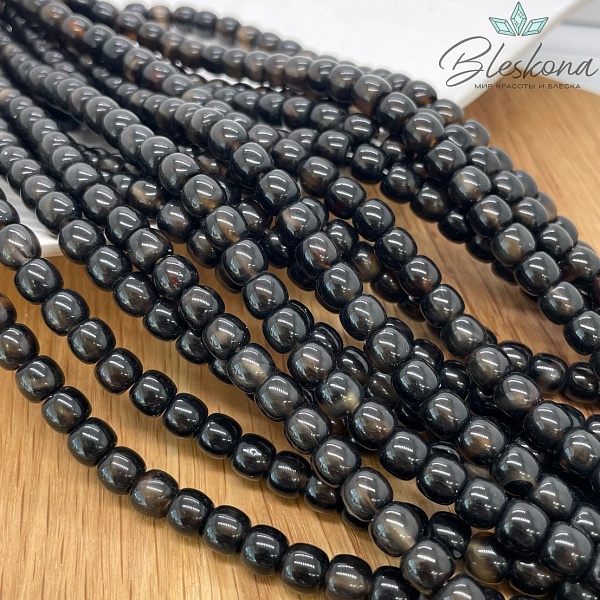 Агат черный бочата 6,5*7 мм