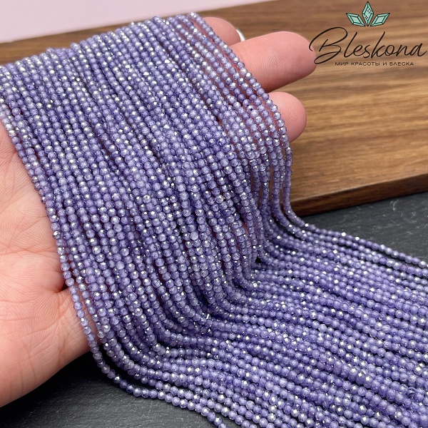 Циркон огранка сиреневый 2 мм (кубический цирконий, фианит) 