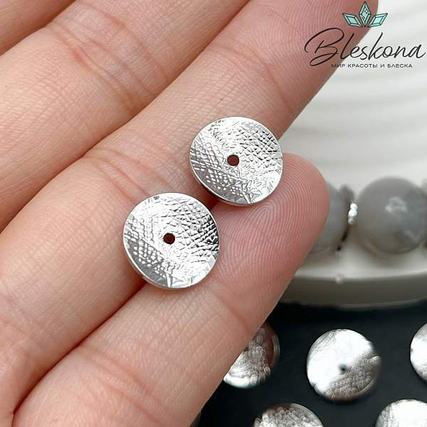 11 мм Цвет серебро, Бусина-разделитель волна фактурная