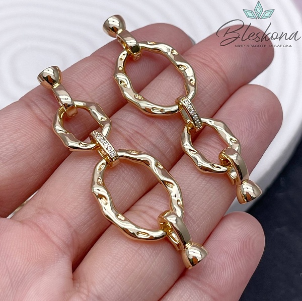 50*16,5 мм Цвет золото, Замок Двойной овал цирконы с концевиками