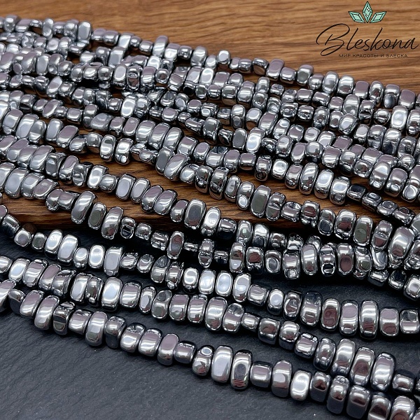 8,5-9 мм Гематин сколы шлифованные, темное серебро, имитация